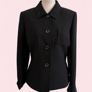 Elie Tahari black button-up jacket 12